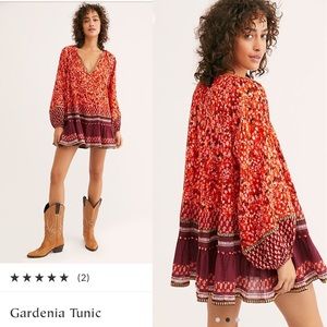 Free People Red and Purple Gardenia Tunic